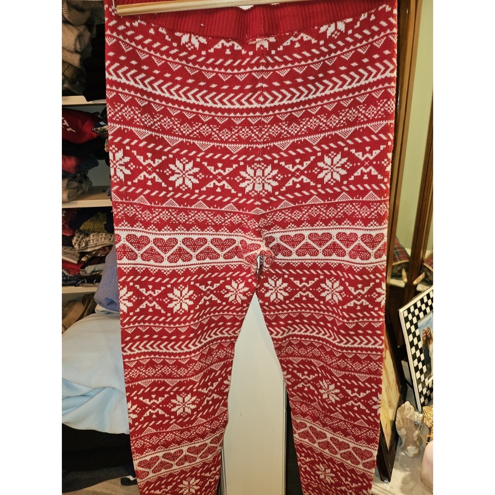 American Eagle Christmas/Winter Red/White Sweater Leggings Sz Medium